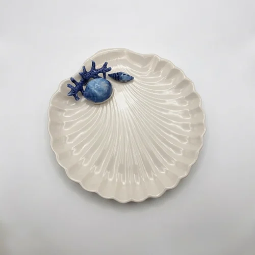 Schelpen bord blauw koraal
