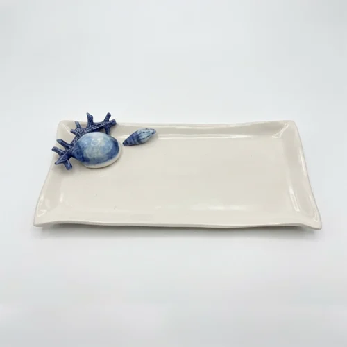 Medium servet bord blauw koraal
