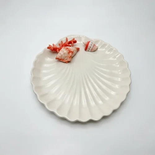 Schelpen bord rood koraal